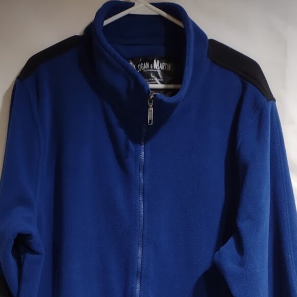 LOGAN AND MARTIN ROYAL BLUE BLACK BACK &  ELBOW PATCHES PULLOVER  ZIP MENS LARGE - Picture 2 of 10